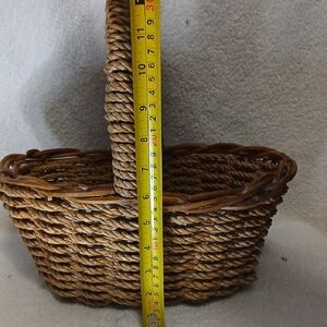 Handwoven Brown Seagrass Basket with Handle - Rustic Storage Accent